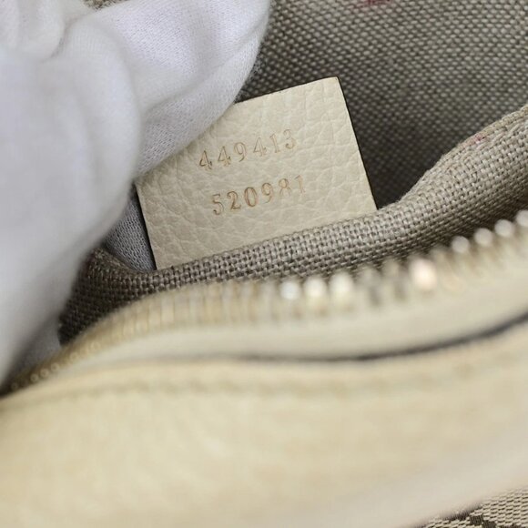 GUCCI Logo GG Pattern Mini Shoulder Bag Canvas Leather Brown White GHW - Picture 10 of 15